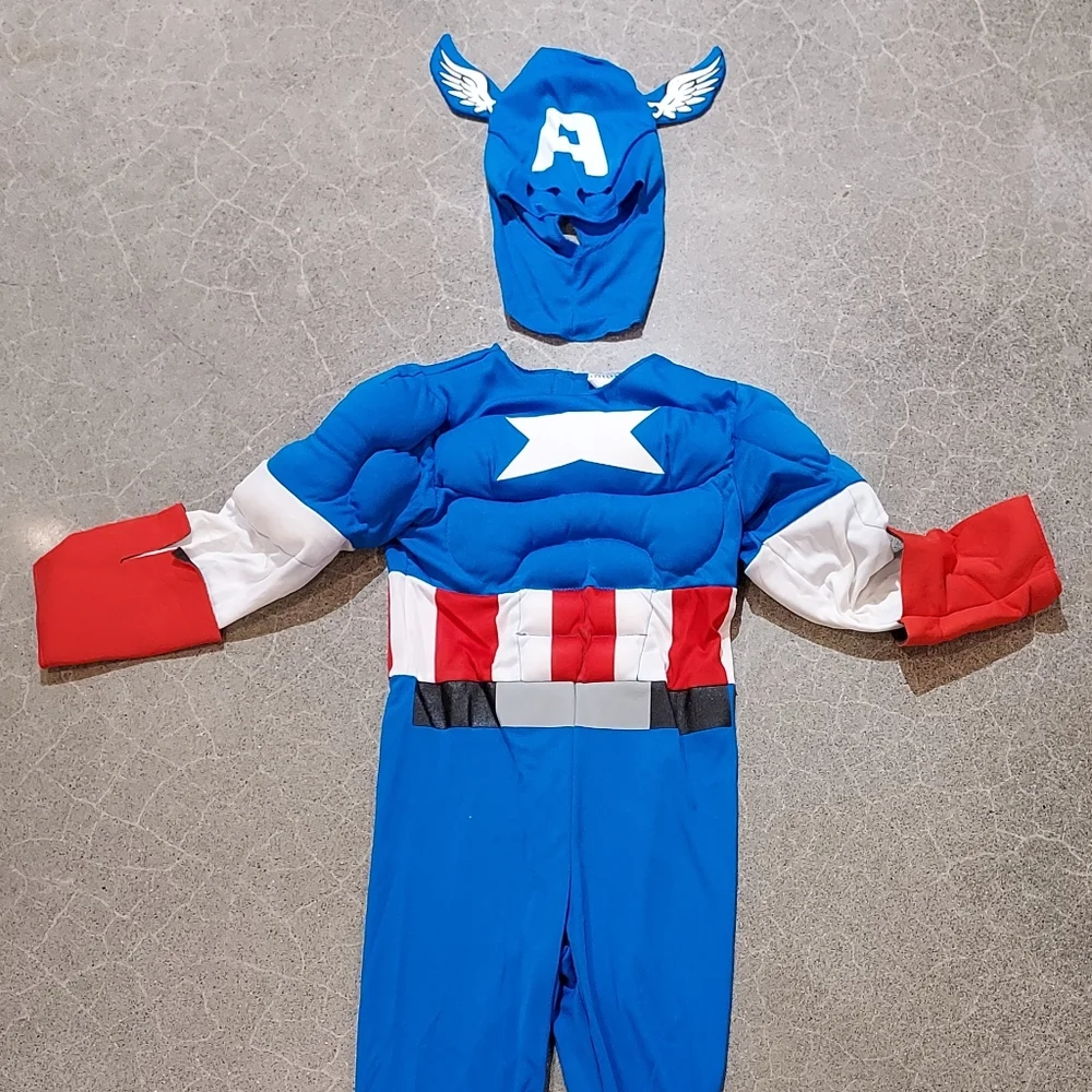 *SHIPS SAME/NEXT DAY* New Captain America Costume w/ padded muscles Sizes Avail